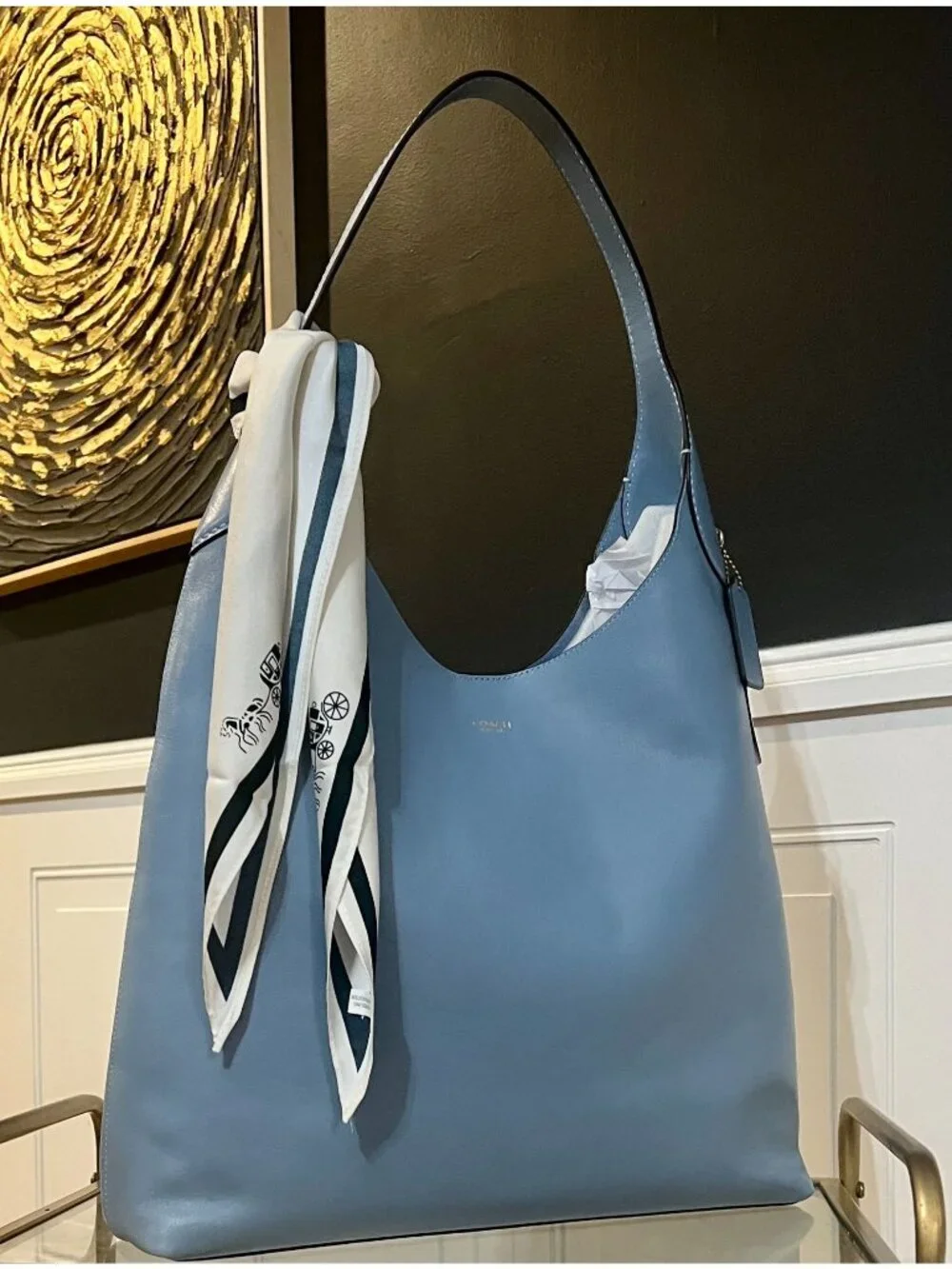 AUTHENTIC COACH LARGE BROOKLYN 39 IN BLUEBELL HOBO HANDBAG 710D175P